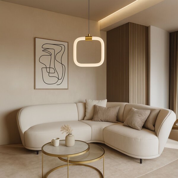 Toolight Toolight, závěsné LED svítidlo 20x20cm, 9W, 3000K, LHJ057-CP1, bílá-zlatá matná, OSW-60030