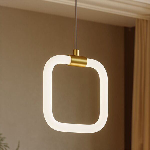 Toolight Toolight, závěsné LED svítidlo 20x20cm, 9W, 3000K, LHJ057-CP1, bílá-zlatá matná, OSW-60030