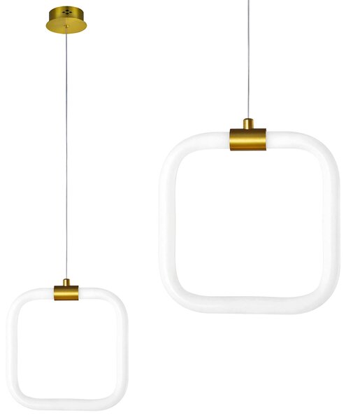 Toolight Toolight, závěsné LED svítidlo 20x20cm, 9W, 3000K, LHJ057-CP1, bílá-zlatá matná, OSW-60030