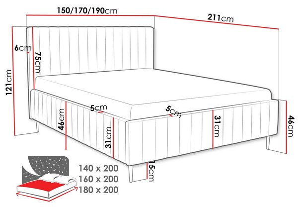 Dvojlůžková postel s úložným prostorem 180x200 ONANCOK 2 - latte