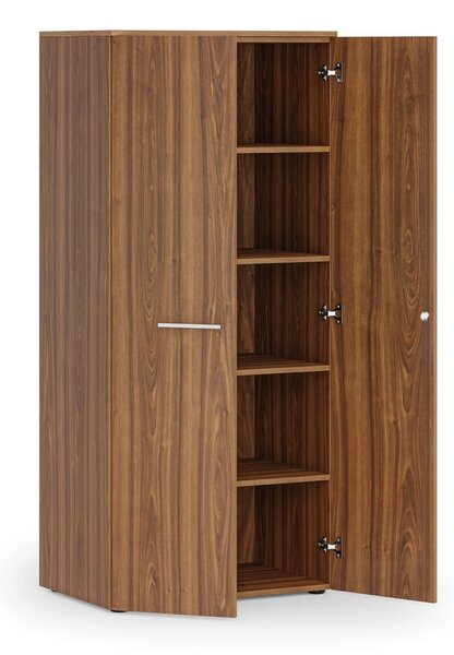 Kancelářská policová skříň PRIMO WOOD s dveřmi, 800 x 500 x 1781 mm, ořech
