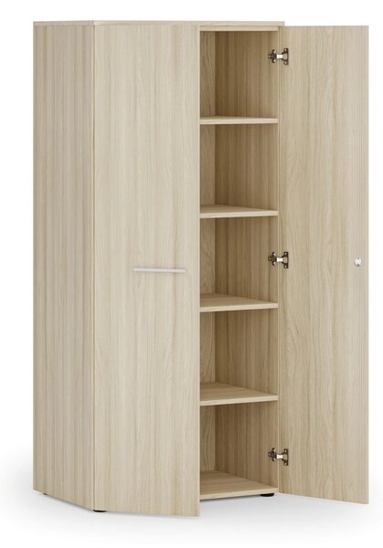 Kancelářská policová skříň PRIMO WOOD s dveřmi, 800 x 500 x 1781 mm, dub přírodní
