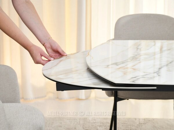 Elegantní rozkládací stůl 180(260)x98 CANO - béžový mramor / černý