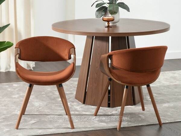 Designová jídelní židle SAROLTA - měděná / ořech