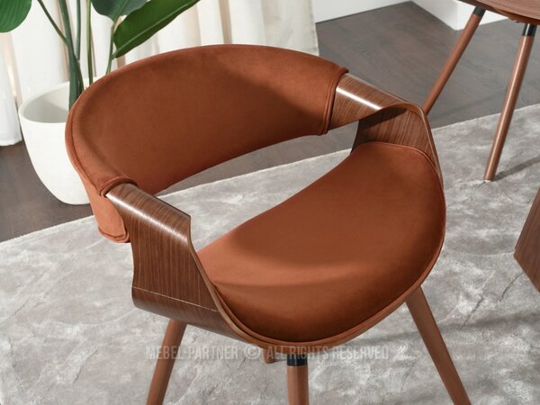 Designová jídelní židle SAROLTA - měděná / ořech