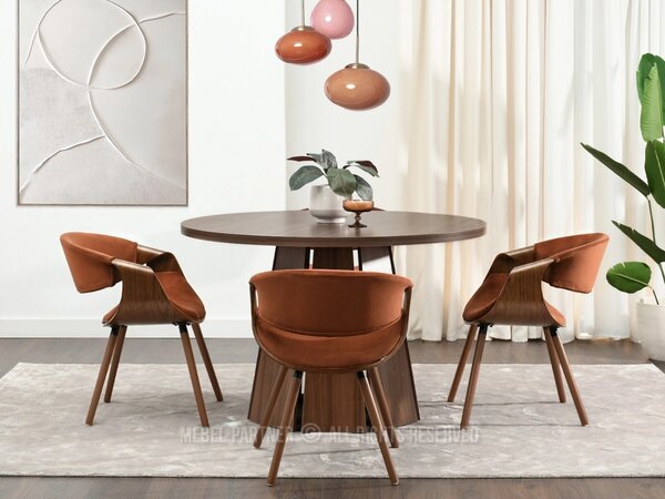 Designová jídelní židle SAROLTA - měděná / ořech