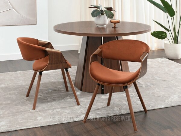 Designová jídelní židle SAROLTA - měděná / ořech