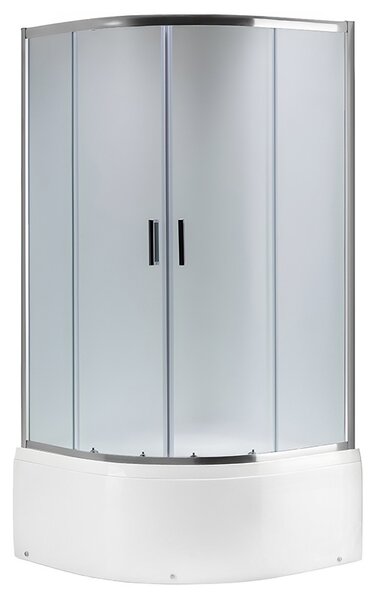 BPS-koupelny Čtvrtkruhový sprchový kout HYD-RK-MAJ90CH-FR 90x90 cm, chrom/matné sklo v setu s hlubokou sprchovou vaničkou