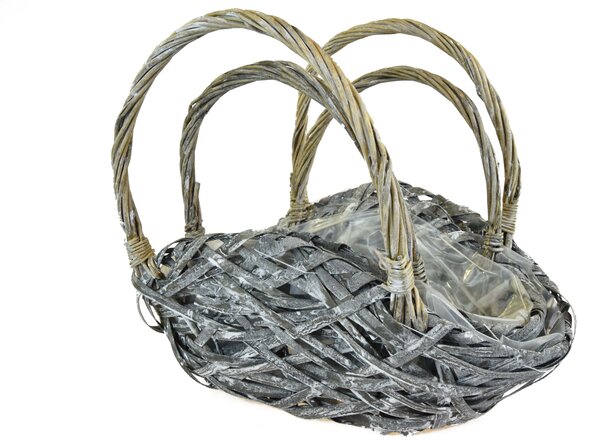 Vingo Proutěný květináč taška šedá s igelitovou vložkou Rozměry (cm): 37x21, v. 30