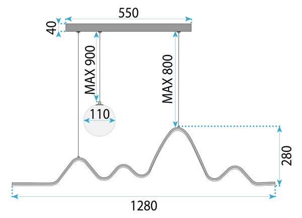 Toolight Toolight, LED závěsné osvětlení 120cm, 36W, 3000K, LHJ033-CP, černá matná, OSW-60020