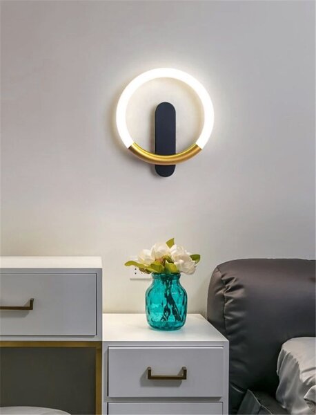 Toolight Toolight, LED nástěnné svítidlo 25x29cm, 7W, 3000K, LHJ068-W C, černá-zlatá matná, OSW-60036