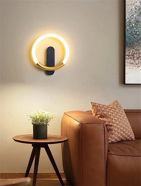 Toolight Toolight, LED nástěnné svítidlo 25x29cm, 7W, 3000K, LHJ068-W C, černá-zlatá matná, OSW-60036