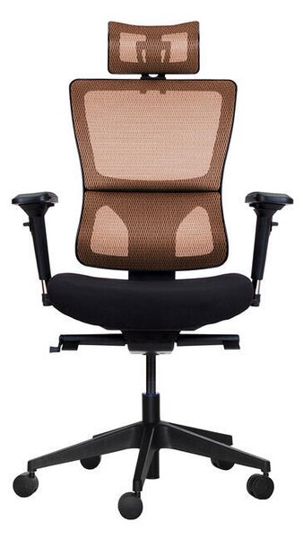 Ergonomická židle X4 s opěrkou hlavy, područkami a nylonovým křížem Oranžová