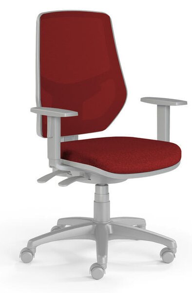 Kancelářská židle LEX se síťovaným opěrákem a s područkami červená