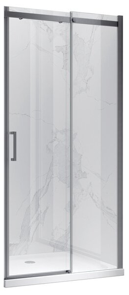 BPS-koupelny Posuvné sprchové dveře HYD-PD09A 100 kartáčovaná ocel/transparent pro instalaci do niky - bez vaničky