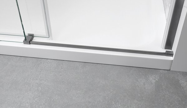 BPS-koupelny Posuvné sprchové dveře HYD-PD09A 100 kartáčovaná ocel/transparent pro instalaci do niky - bez vaničky