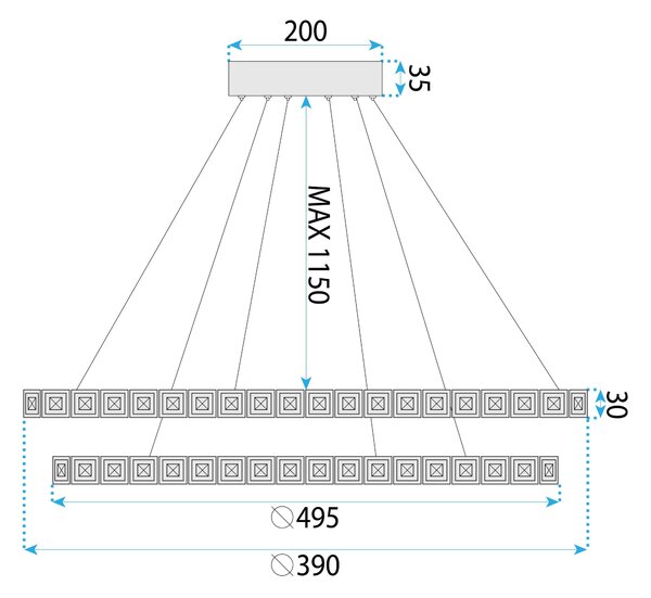 Toolight Toolight, LED stropní osvětlení 50cm, 42W, 4000K, 2500lm, MS012-CP, růžové zlato, OSW-09624