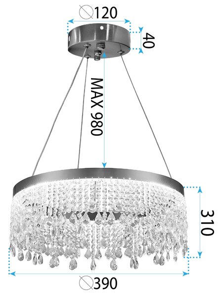 Toolight Toolight, LED závěsné osvětlení 40cm, 18W, 4000K, APP1730-1CP, zlatá, OSW-04341