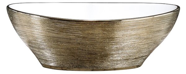 BPS-koupelny Keramické umyvadlo na desku HYD-LO-GL-BR-405 40,5x30 cm, bílé/zlaté