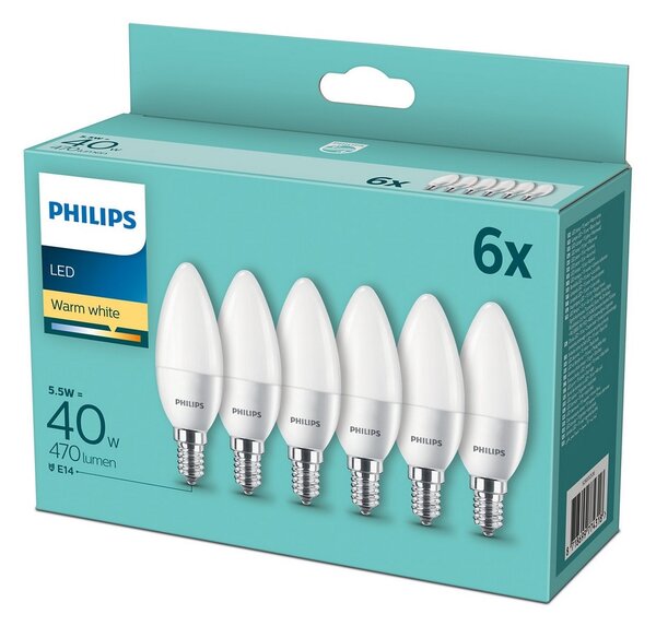 SADA 6x LED Žárovka Philips E14/5,5W/230V 2700K