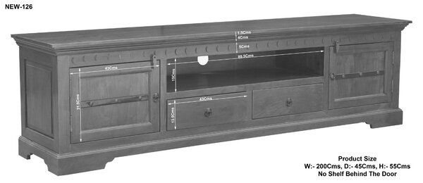 CAMBRIDGE TV stolek 200x55 cm, akácie