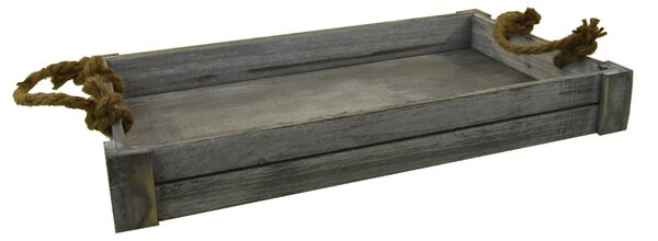 Vingo Podnos šedý dřevěný s lanovými uchy Rozměry (cm): 42x22, v. 4