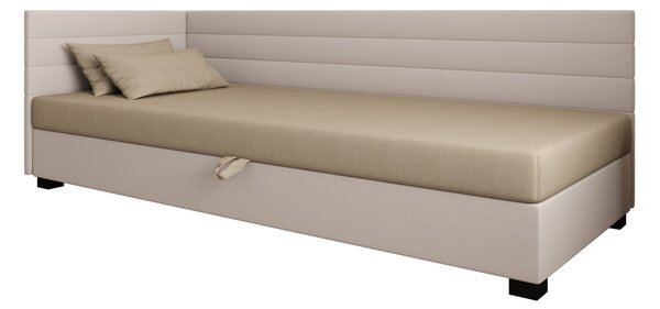 Čalouněná postel 90x195 KASANDRA PLUS 1 s úložným prostorem - hnědá / ecru