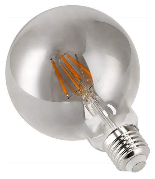 LED žárovka G95 - E27 - 6W - FILAMENT - kouřová - teplá bílá BERGE