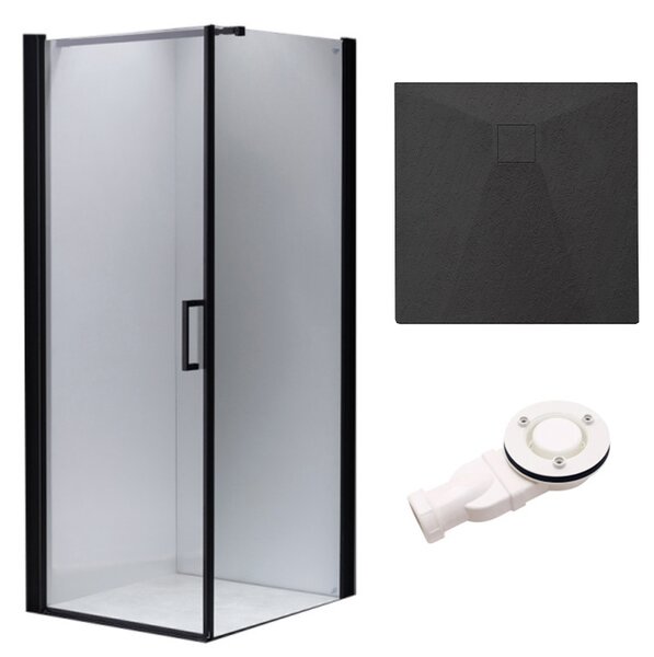BPS-koupelny Čtvercový sprchový kout HYD-SK04B 90x90 černá/transparent + vanička HYD-SSV-RIKO černá