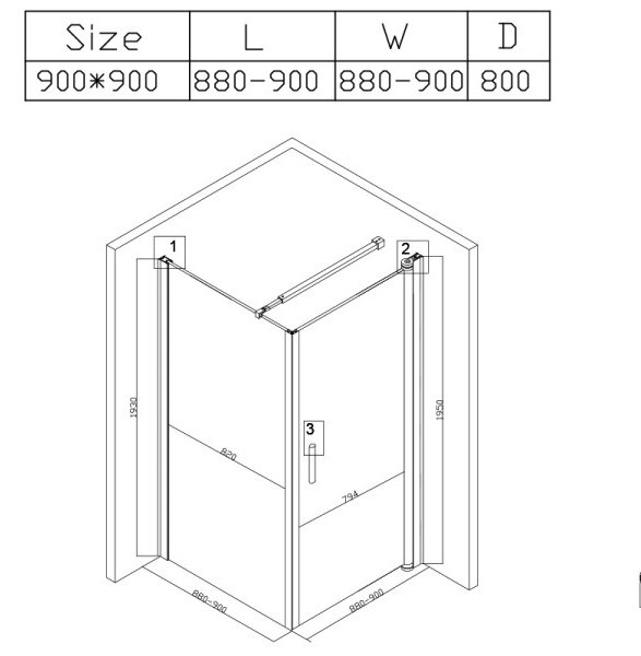BPS-koupelny Čtvercový sprchový kout HYD-SK04B 90x90 černá/transparent + vanička HYD-SSV-RIKO černá