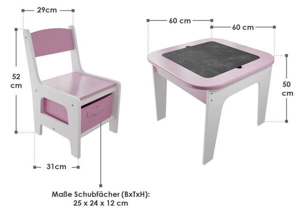 Dětský stůl a židle 3v1 s deskou pro stavebnice typu LEGO®