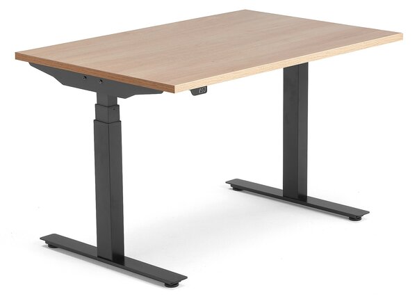 AJ Produkty Výškově nastavitelný stůl MODULUS, 1200x800 mm, černý rám, dub