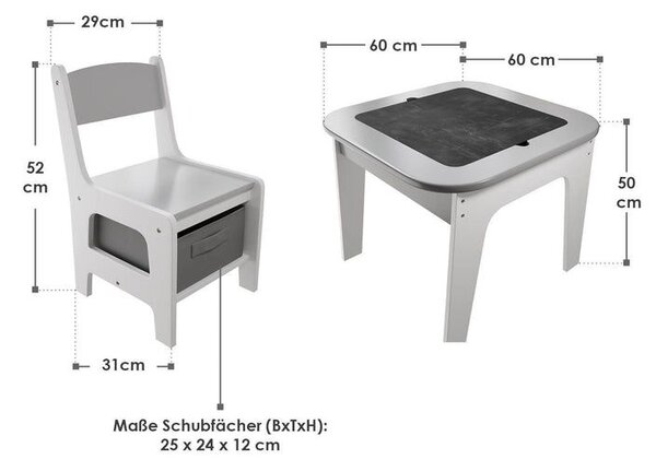 Dětský stůl a židle 3v1 s deskou pro stavebnice typu LEGO®