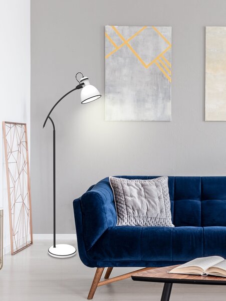 Stojací moderní lampa ZUMBA - 1xE27, 40W, bílá / černá