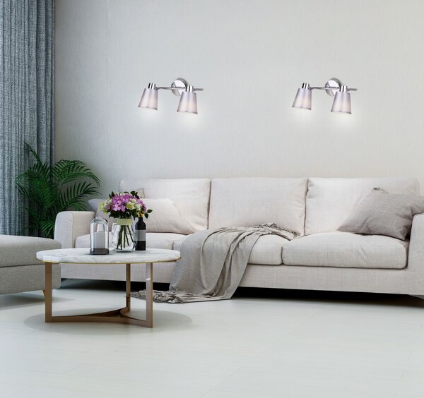 Moderní bodové nástěnné / stropní světlo PIN - 2xE14, 40W, chromované