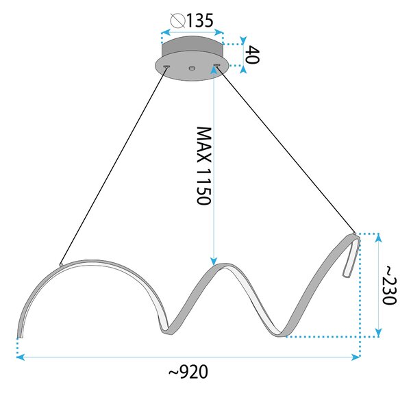Toolight Toolight, LED závěsné svítidlo 90cm, 26W, 3000K, LHJ025-CP, chromová, OSW-60016