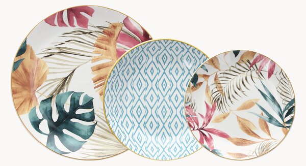 Sada porcelánového nádobí Madison Tropical Rose, pro 6 osob, 18 dílů