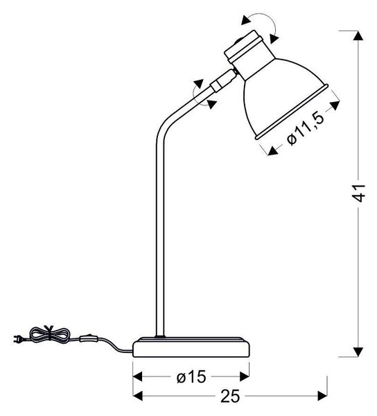 Moderní stolní lampa ZUMBA - 1xE14, 40W, bílá / černá