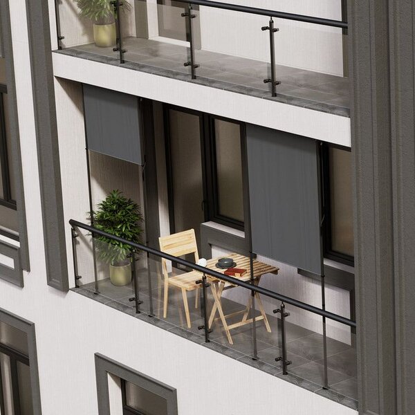 Svislá markýza na balkon 120 x 228-316 cm, UV ochrana, šedá