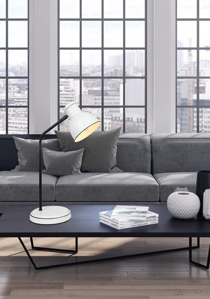 Moderní stolní lampa ZUMBA - 1xE14, 40W, bílá / černá