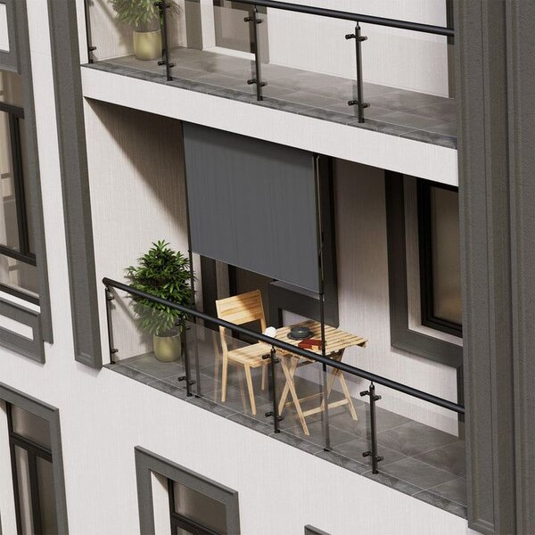 Svislá markýza na balkon 200 x 228-316 cm, UV ochrana, šedá
