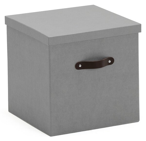 AJ Produkty Úložná krabice TIDY, 315x315x315 mm, šedá s koženými úchytkami