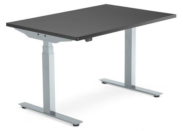 AJ Produkty Výškově nastavitelný stůl MODULUS, 1200x800 mm, stříbrný rám, černá