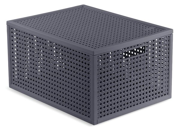 Tmavě šedý úložný box s víkem z recyklovaného plastu 30x38x21 cm Kaya – Curver