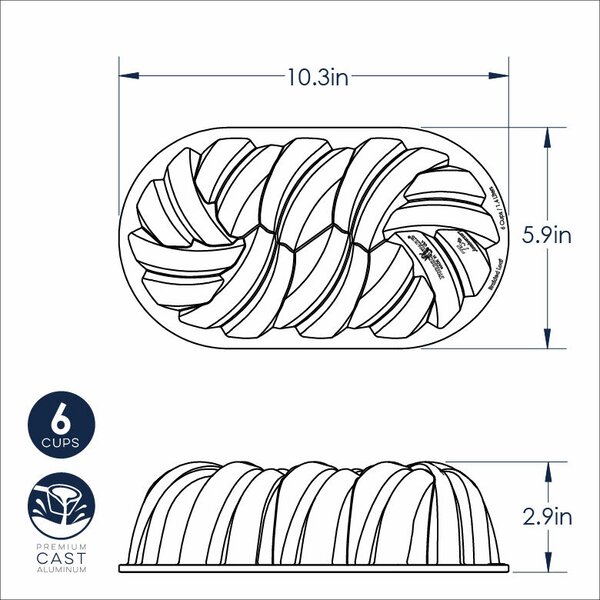 Forma na chlebíček 75 let propletená, zlatá 1,4 l, NORDIC WARE 96077