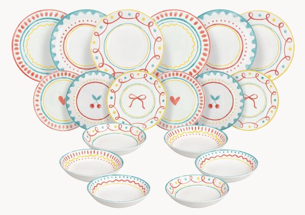 Sada porcelánového nádobí Madison Cherry Pop, pro 6 osob, 18 dílů
