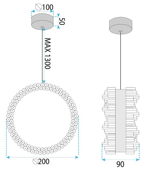 Toolight Toolight, závěsné LED osvětlení 20cm, 14W, 3000K, LHJ098-CP, zlatá, OSW-60043