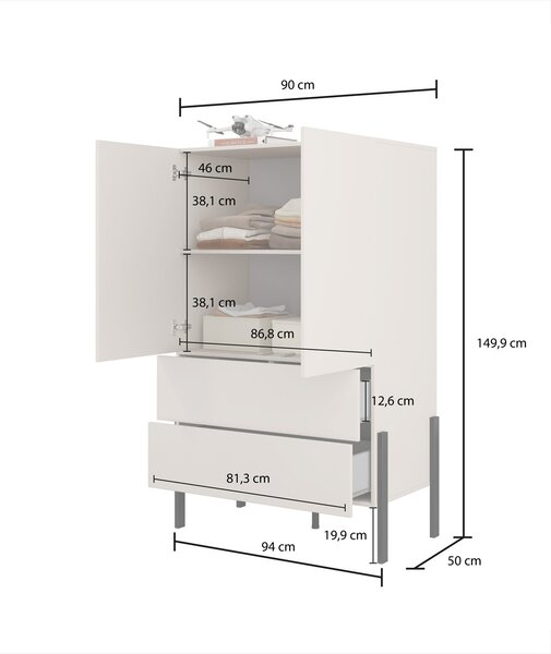 Nízká policová skříň 94 cm se šuplíky ADIS S - kašmír