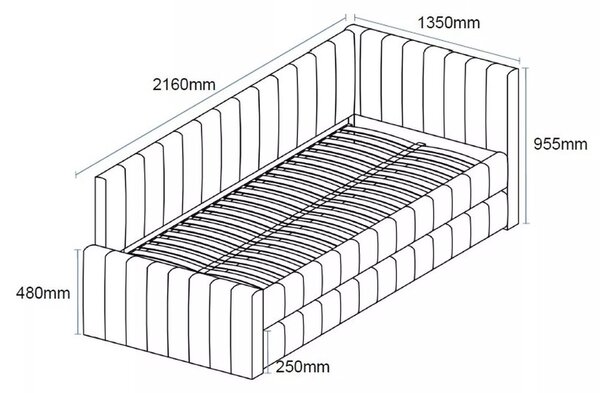 Rozkládací jednolůžková postel 120x200 VALLY - tmavě béžová