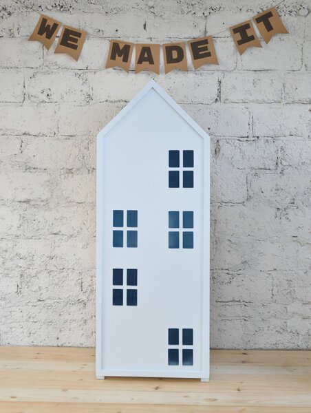Vingo Dětská policová skřín domeček, bílý - 160 cm